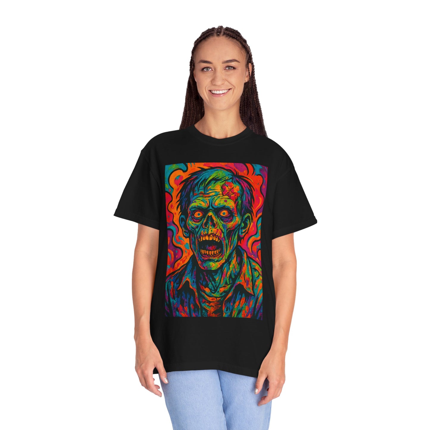 Colorful Zombie Art Unisex T-Shirt | Spooky Costume Tee, Halloween Outfit, Graphic Tee, Horror Fan Gift, Unique Painting Design