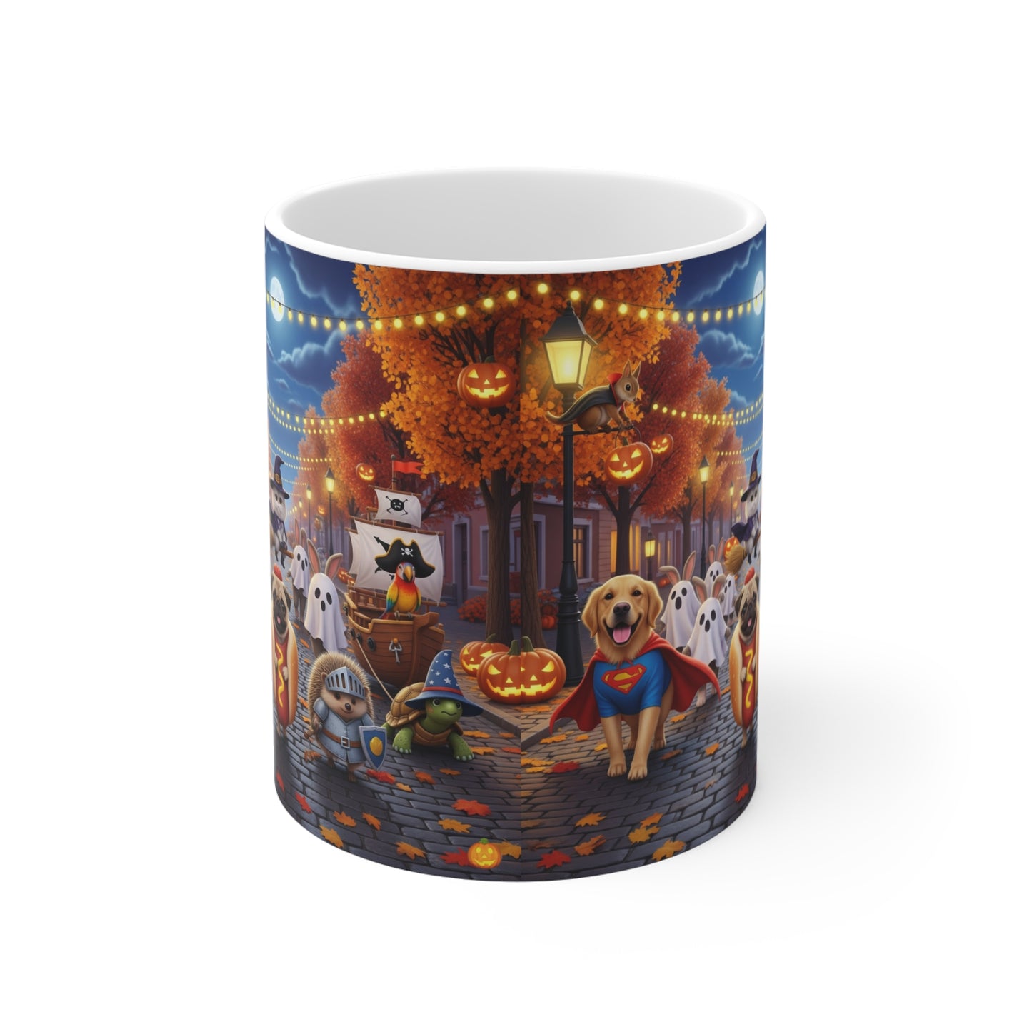 Halloween Dog-Themed Mug, Fun Autumn Sip, Gift for Dog Lovers, Cozy Fall Decor, Cute Pet Mug, 11oz Halloween Coffee Cup