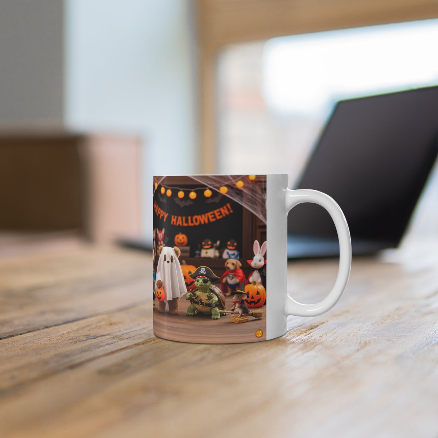 Halloween Animal Mug, Cute Pet Ghosts Mug, 11oz Festive Coffee Cup, Dog Cat Halloween Gift, Spooky Themed Drinkware