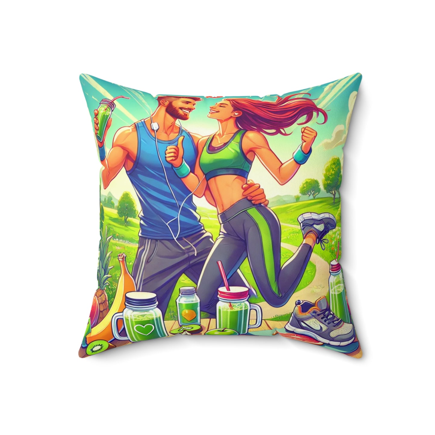 Fitness Inspiration Square Pillow with Motivational Design