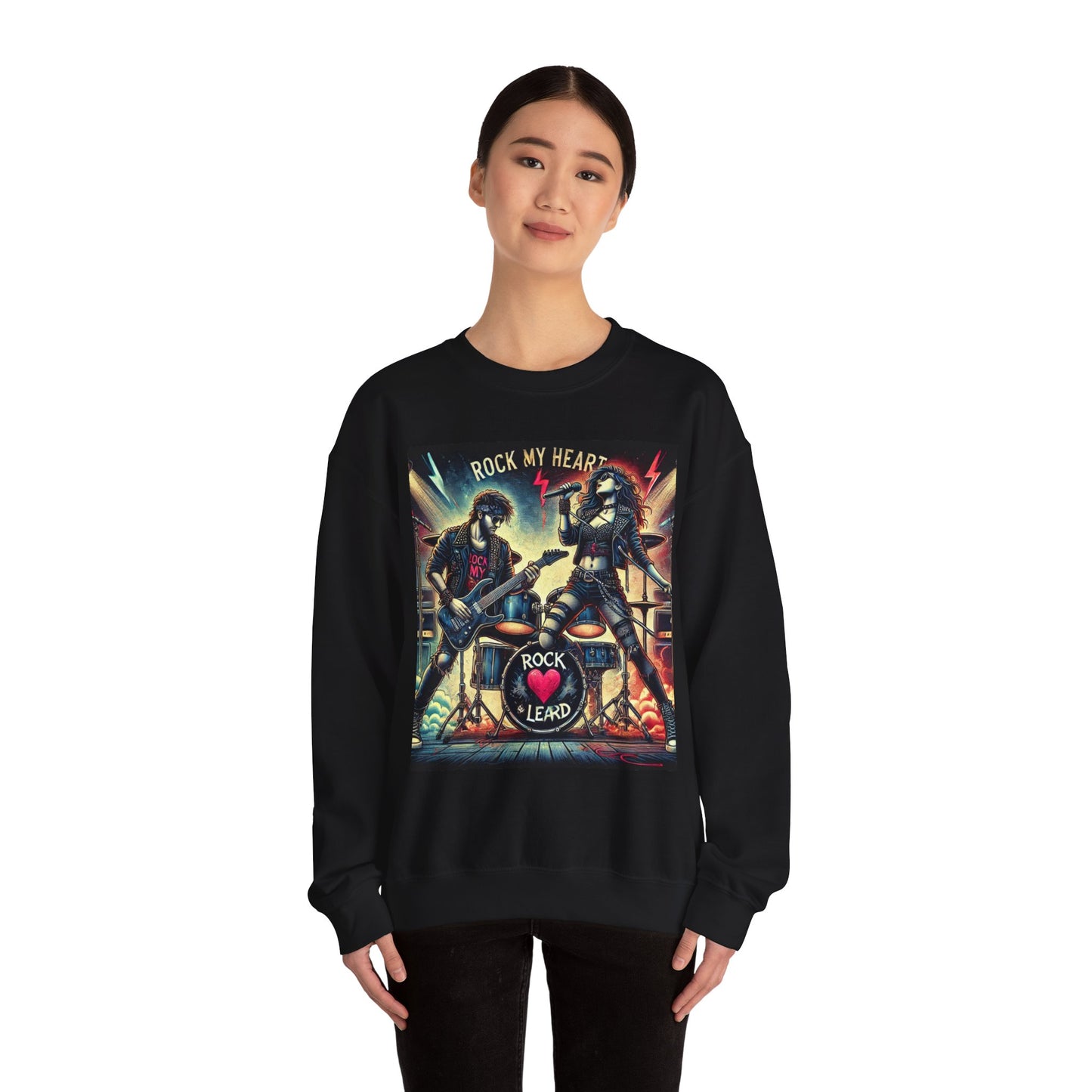 Rock My Heart Unisex Crewneck Sweatshirt - Perfect for Music Lovers