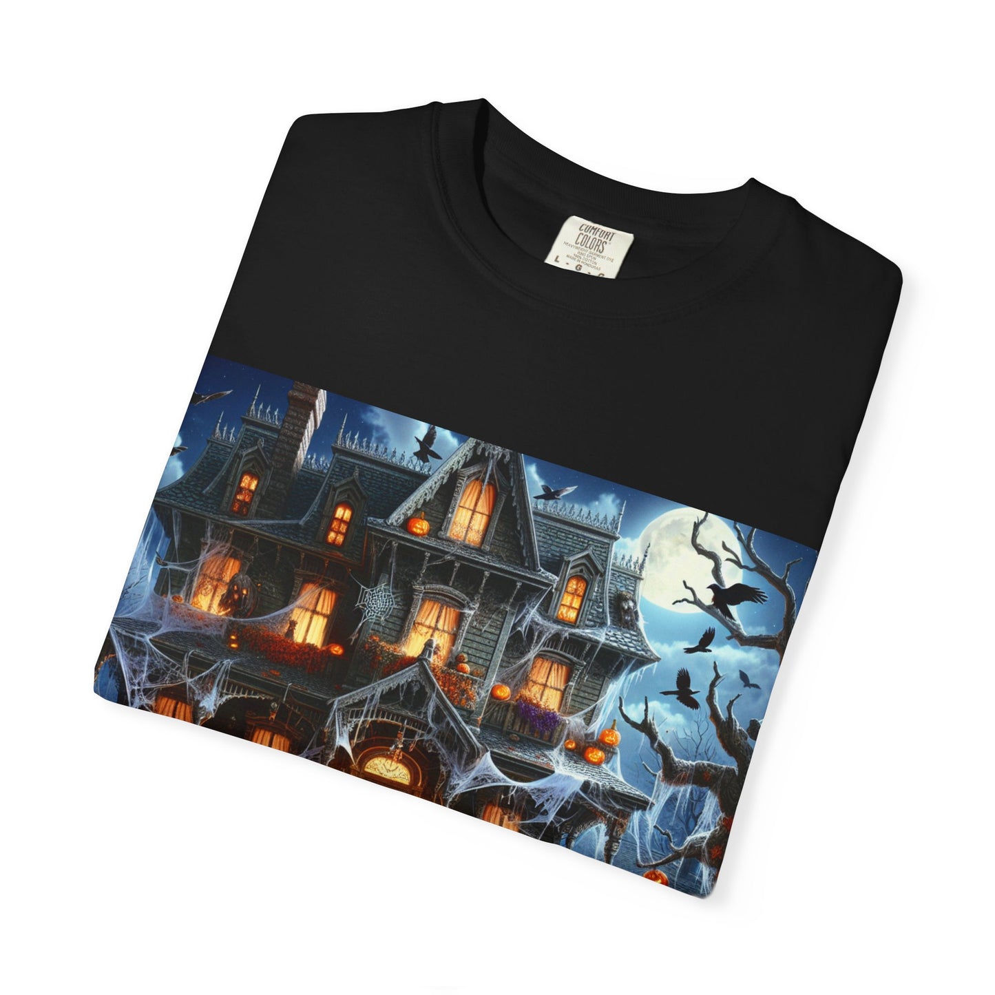 Halloween House Graphic T-shirt, Unisex Tee, Spooky Season Apparel, October Festivity Wear, Trick or Treat Shirt