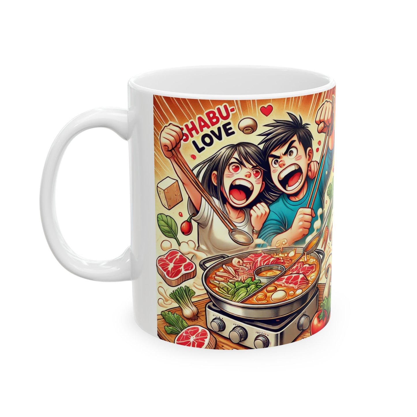 Shabu Love Ceramic Mug - Fun Anime Style, Perfect for Food Lovers