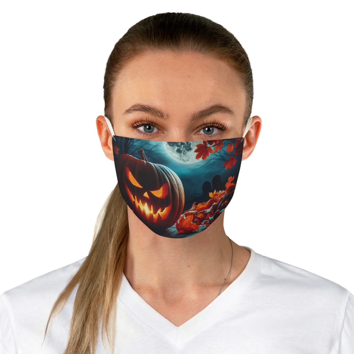 Halloween Pumpkin Fabric Face Mask, Scary Mask for Fall, Costume Accessory, Seasonal Face Covering, Spooky Gift Idea