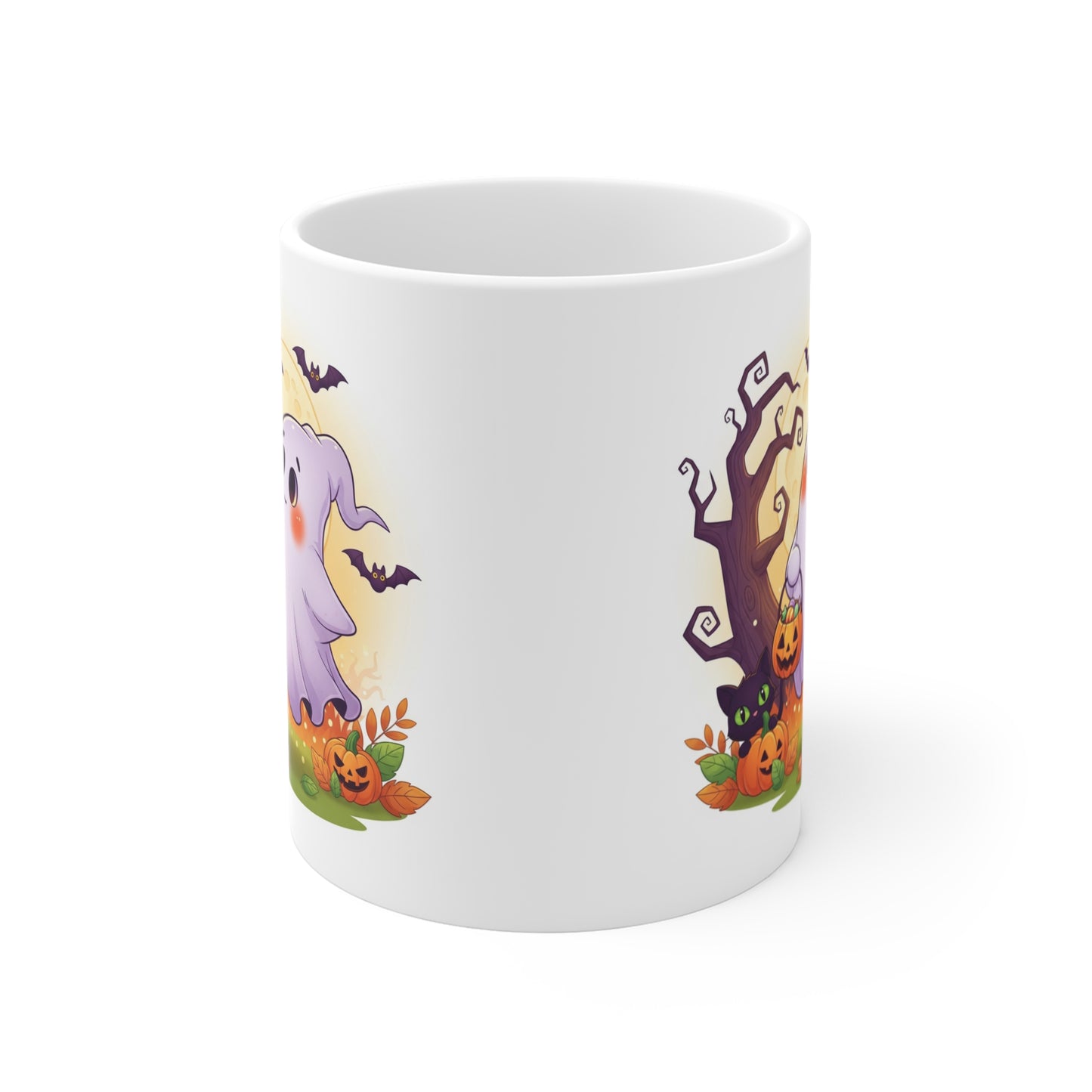 Cute Halloween Ghost Mug, 11oz Coffee Cup, Spooky Fall Decor, Pumpkin Halloween Gift, Fun Trick or Treat Mug