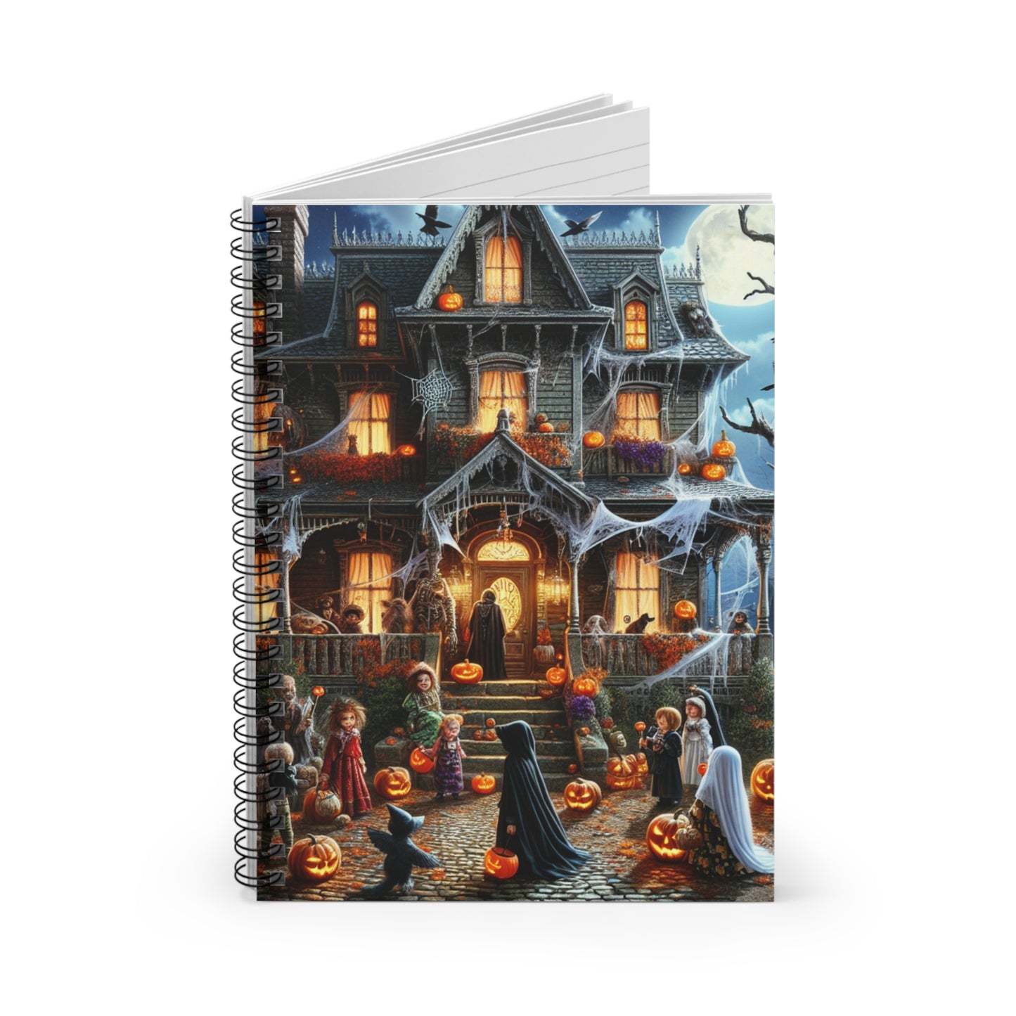 Halloween-Themed Spiral Notebook, Spooky Decor Journal, Fall Stationery, Trick-or-Treat Note Book, Gift for Writers