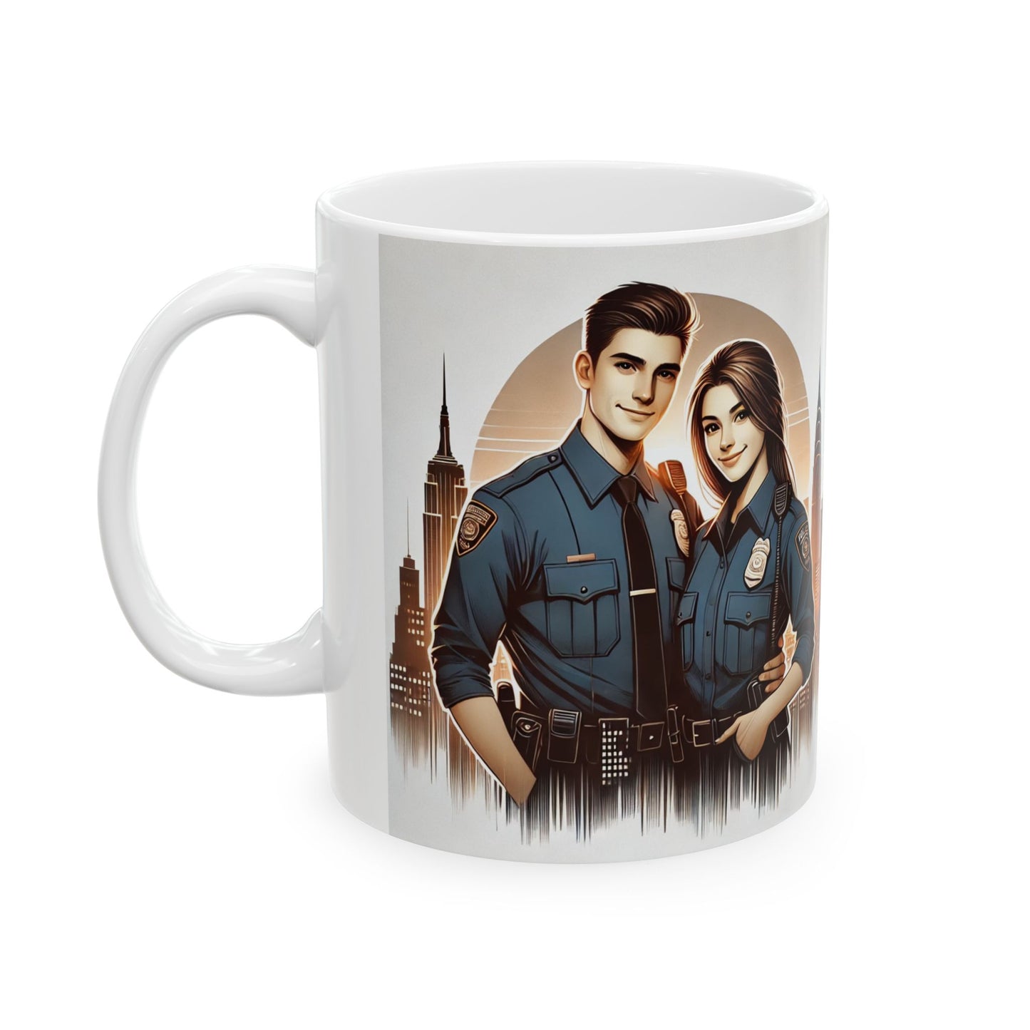 City Skyline Police Love Ceramic Mug | Perfect for First Responders and Coffee Lovers