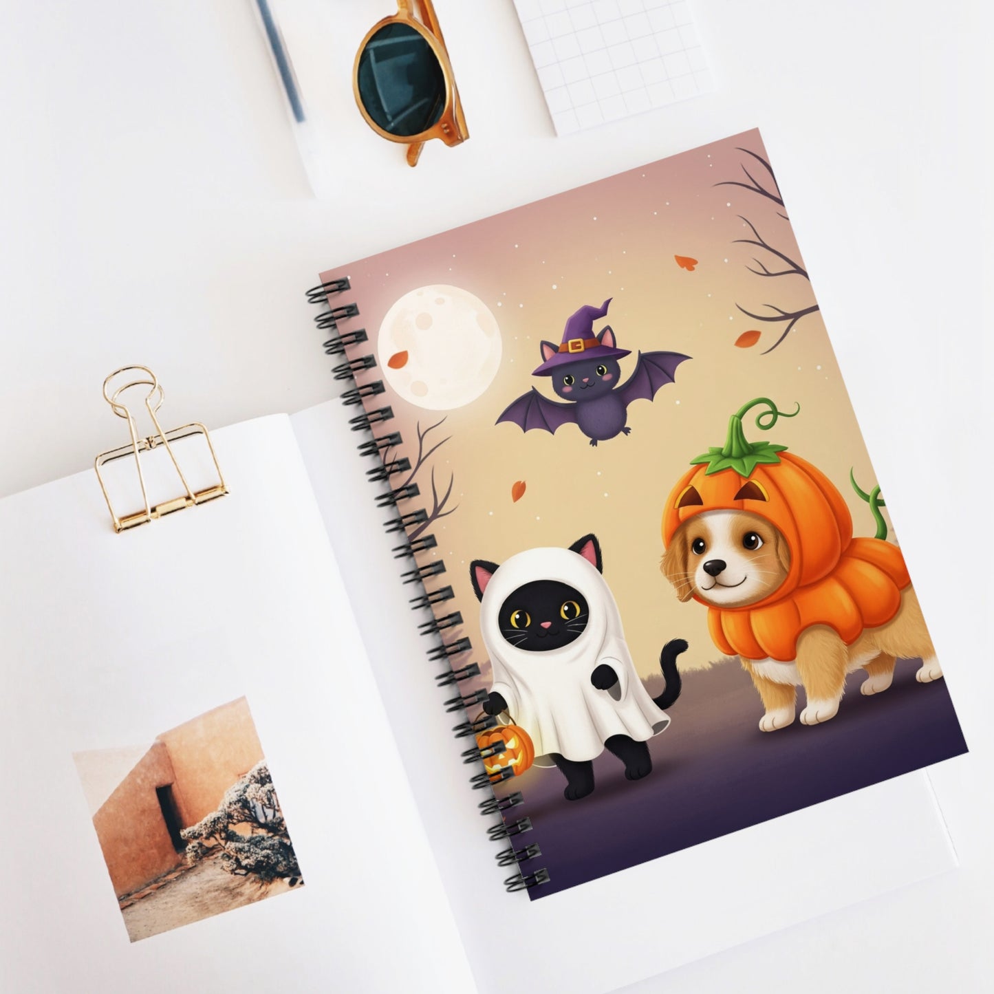 Cute Halloween Spiral Notebook - Ruled Line, Pumpkin & Cat Design, Kids’ Journaling, Back to School Supplies, Fall Decor, Halloween Gift