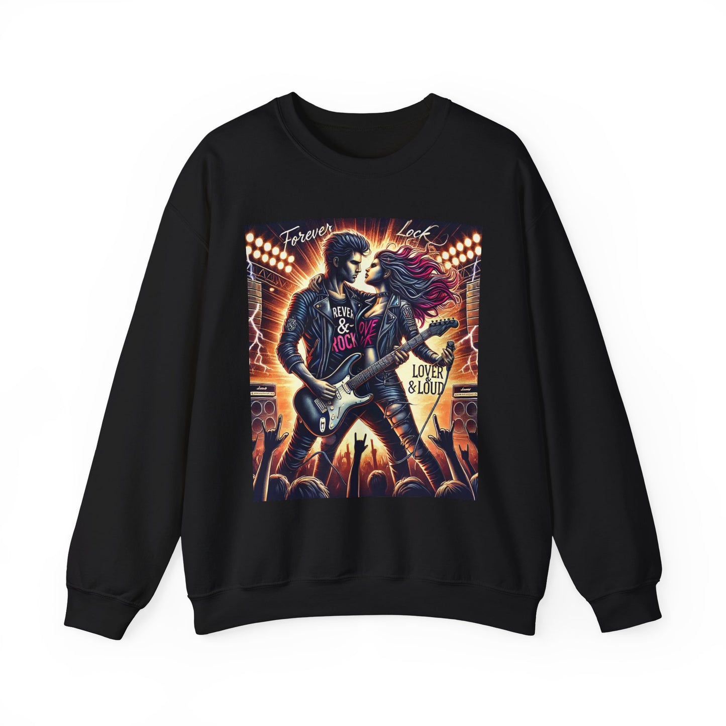 Forever Rock Love Crewneck Sweatshirt - Unisex Heavy Blend™ - Perfect for Music Lovers