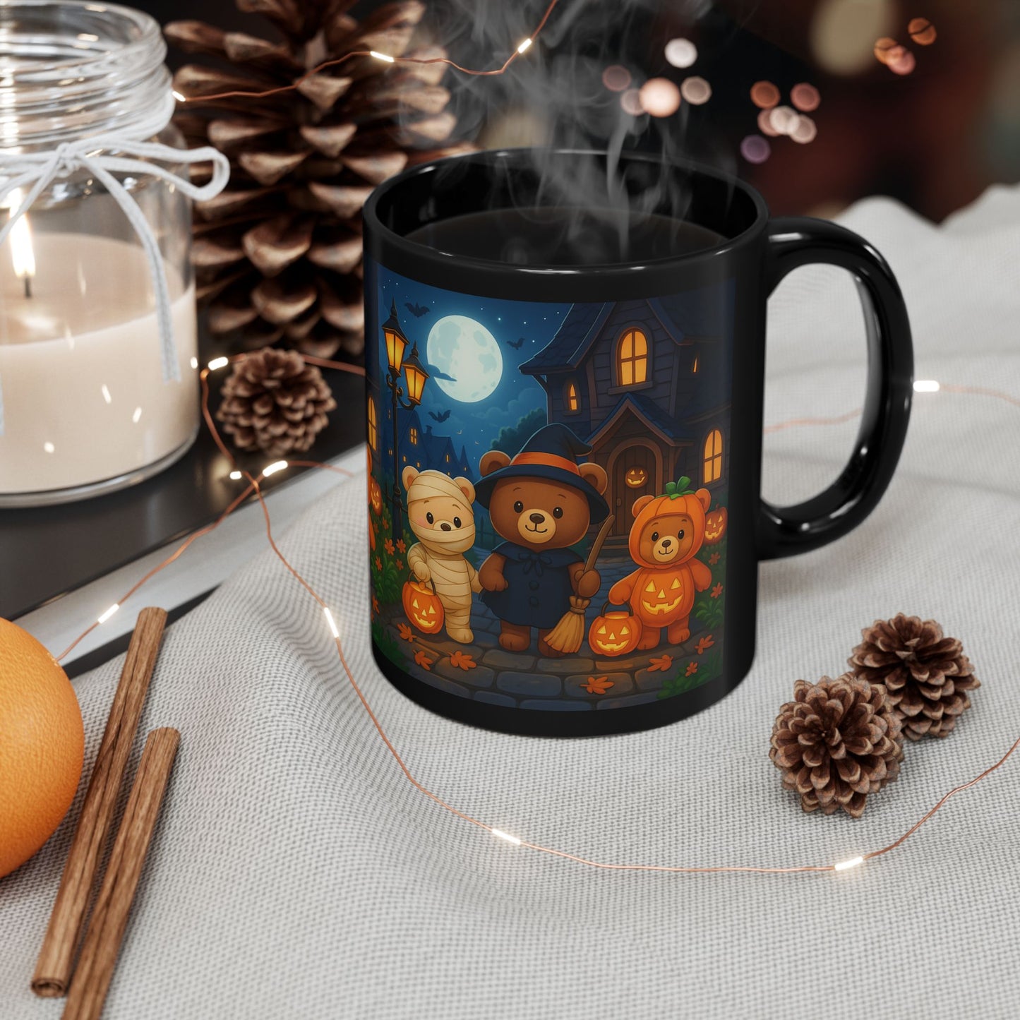 Halloween Bear Mug, Cute Halloween Coffee Cup, Festive Drinkware, Spooky Decor, Fall Gift, Trick or Treat Cup