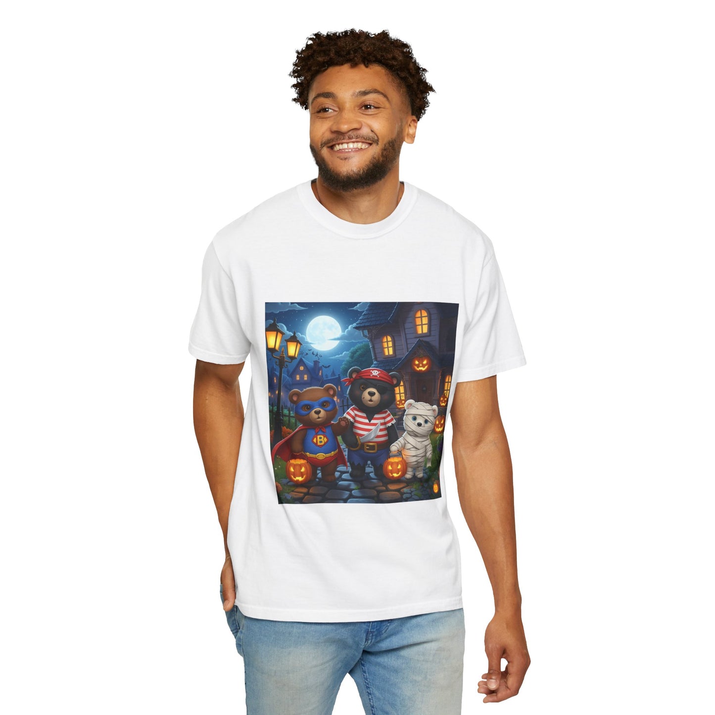 Halloween Bear T-Shirt, Unisex Tee for Fall, Cute Costume Top, Trick or Treat Shirt, Cozy Graphic T-Shirt, Spooky Season Apparel