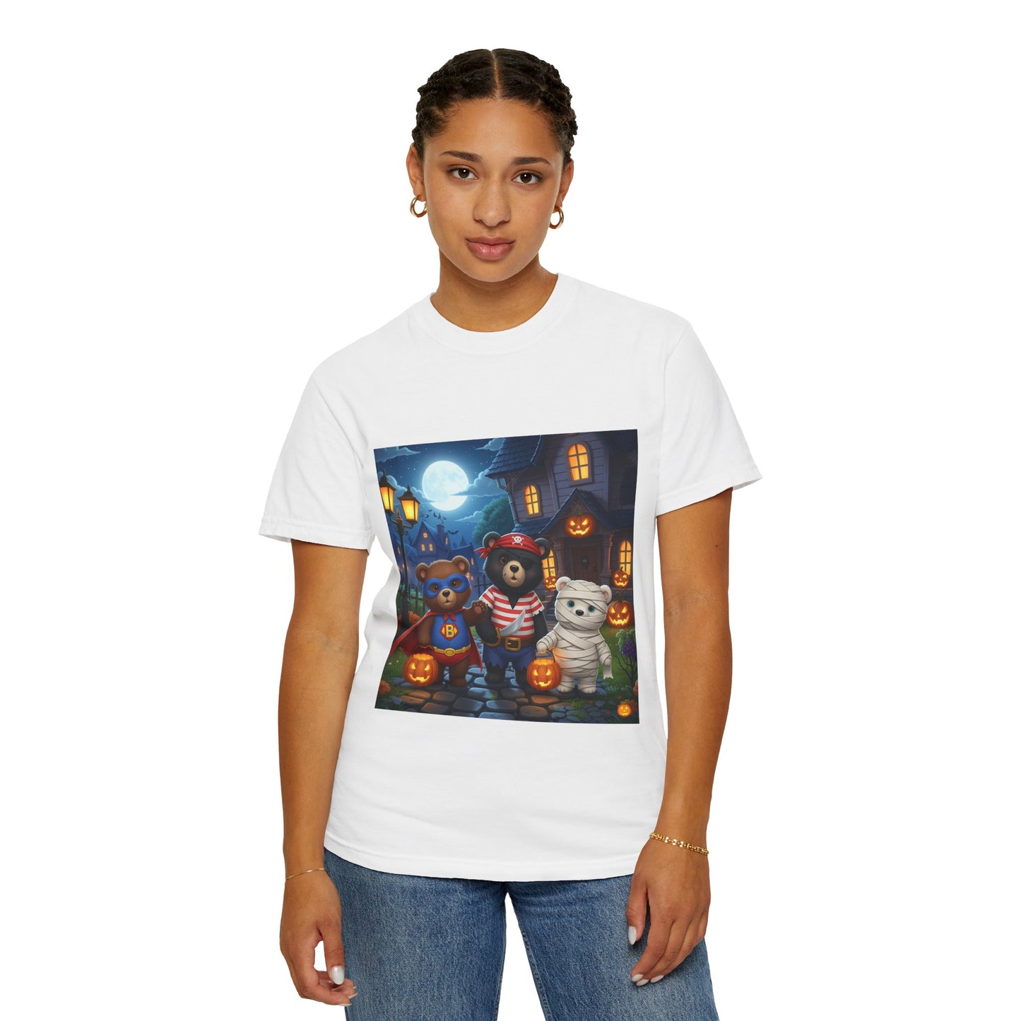 Halloween Bear T-Shirt, Unisex Tee for Fall, Cute Costume Top, Trick or Treat Shirt, Cozy Graphic T-Shirt, Spooky Season Apparel