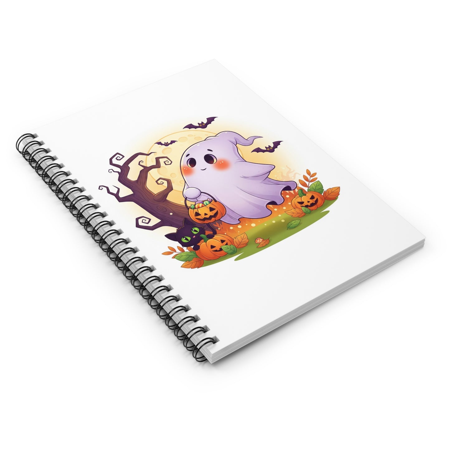 Cute Halloween Ghost Spiral Notebook - Fun Gift for Kids, Haunted House Decor, Back to School Supplies, Journal for Writing