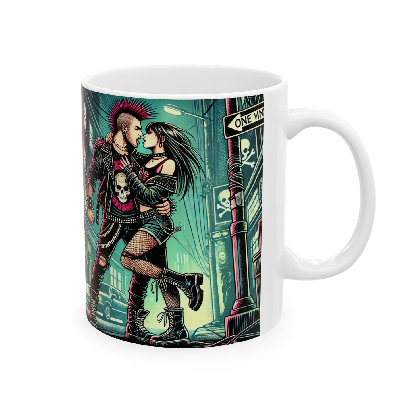 Retro Punk Art Ceramic Mug - 11oz & 15oz Options | Perfect Gift for Alternative Culture Enthusiasts
