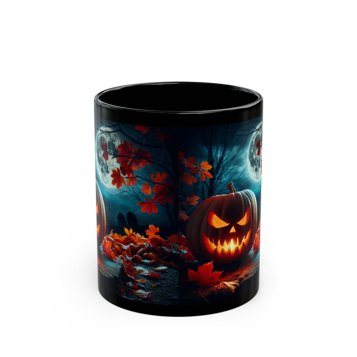 Spooky Halloween Mug, Perfect for Cozy Nights, Black Ceramic Cup for Fall, Pumpkin Decor, Autumn Gift, Haunted House Coffee