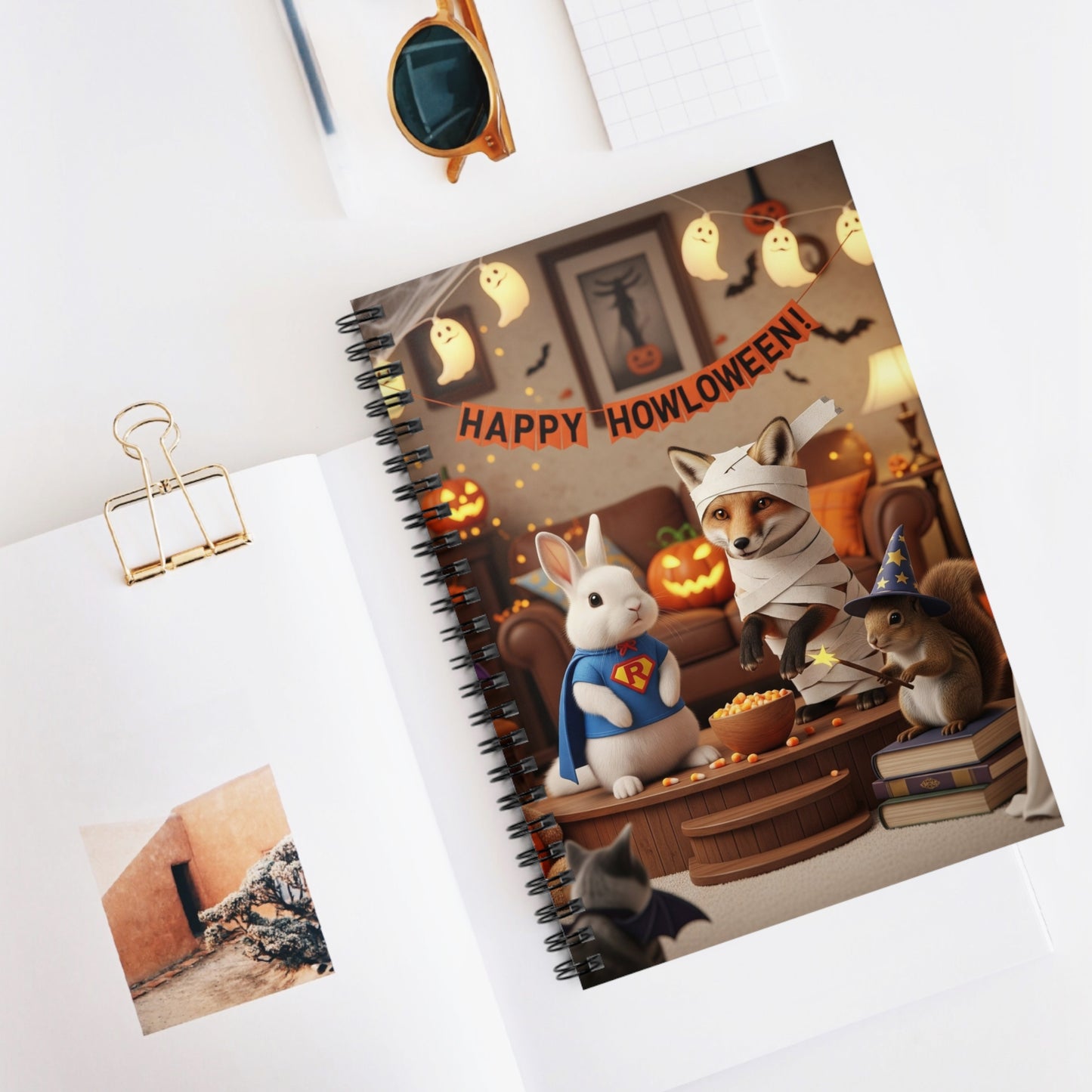 Halloween Themed Spiral Notebook - Fun Design for Kids, Perfect for Back to School, Gift for Students, Writers, Animal Lovers