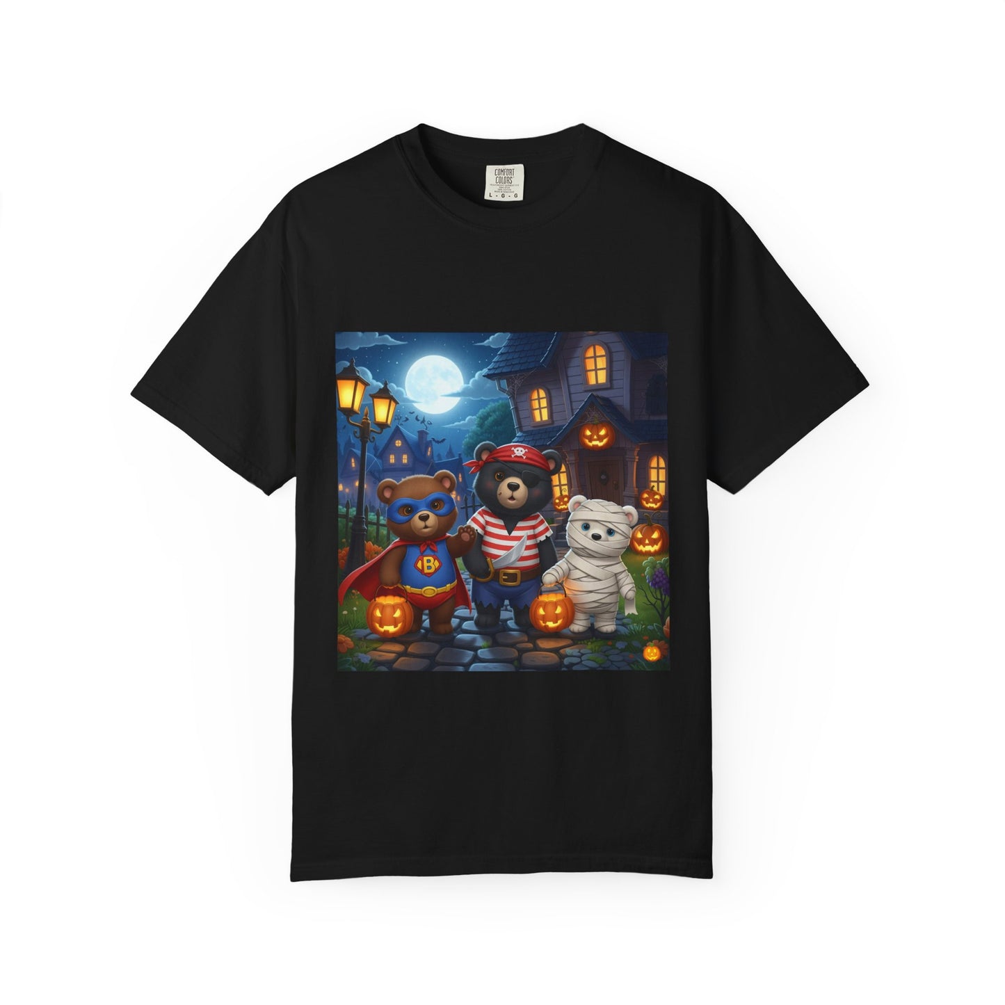 Halloween Bear Trio T-shirt, Unisex T-shirt for Halloween, Cute Graphic Tee, Cozy Casual Wear, Festival Outfit, Spooky Apparel