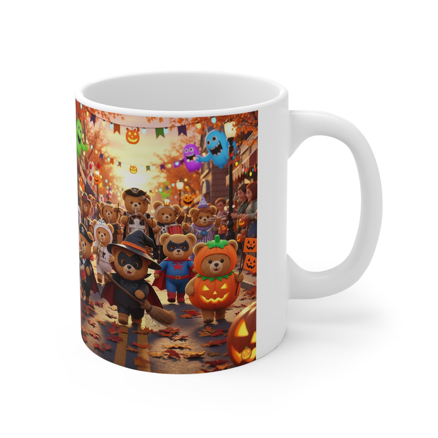Halloween Bear Parade Mug - Perfect for Fall Celebrations, Cozy Coffee Moments, Trick or Treat, Cute Halloween Decor, Gift for Kids