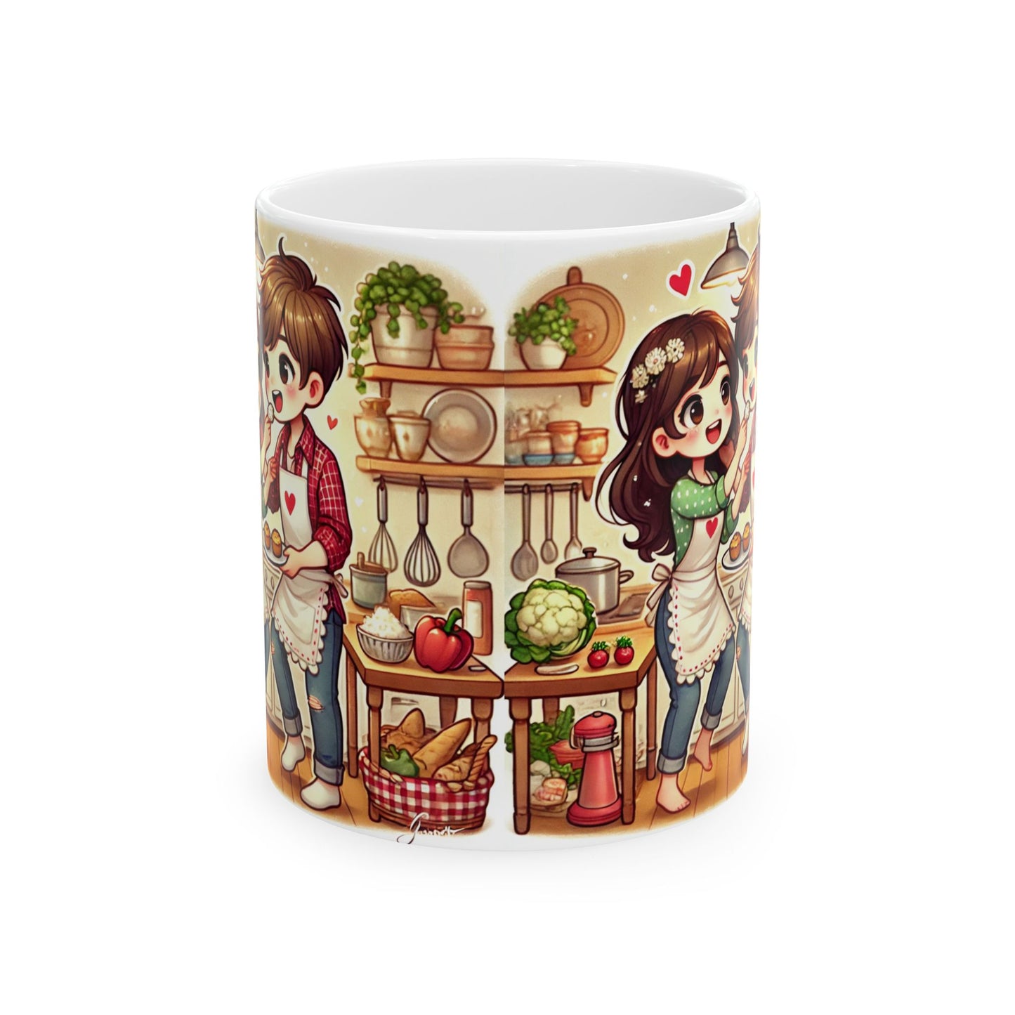 Cute Kitchen Lovers Ceramic Mug - 11oz & 15oz - Perfect Gift for Foodies & Couples