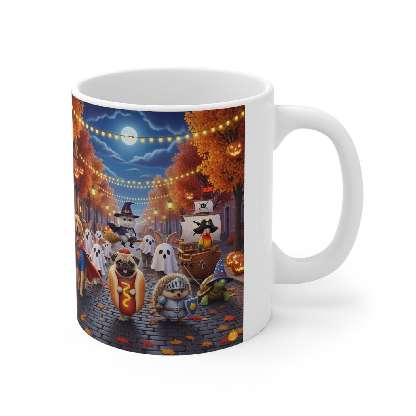 Halloween Dog-Themed Mug, Fun Autumn Sip, Gift for Dog Lovers, Cozy Fall Decor, Cute Pet Mug, 11oz Halloween Coffee Cup