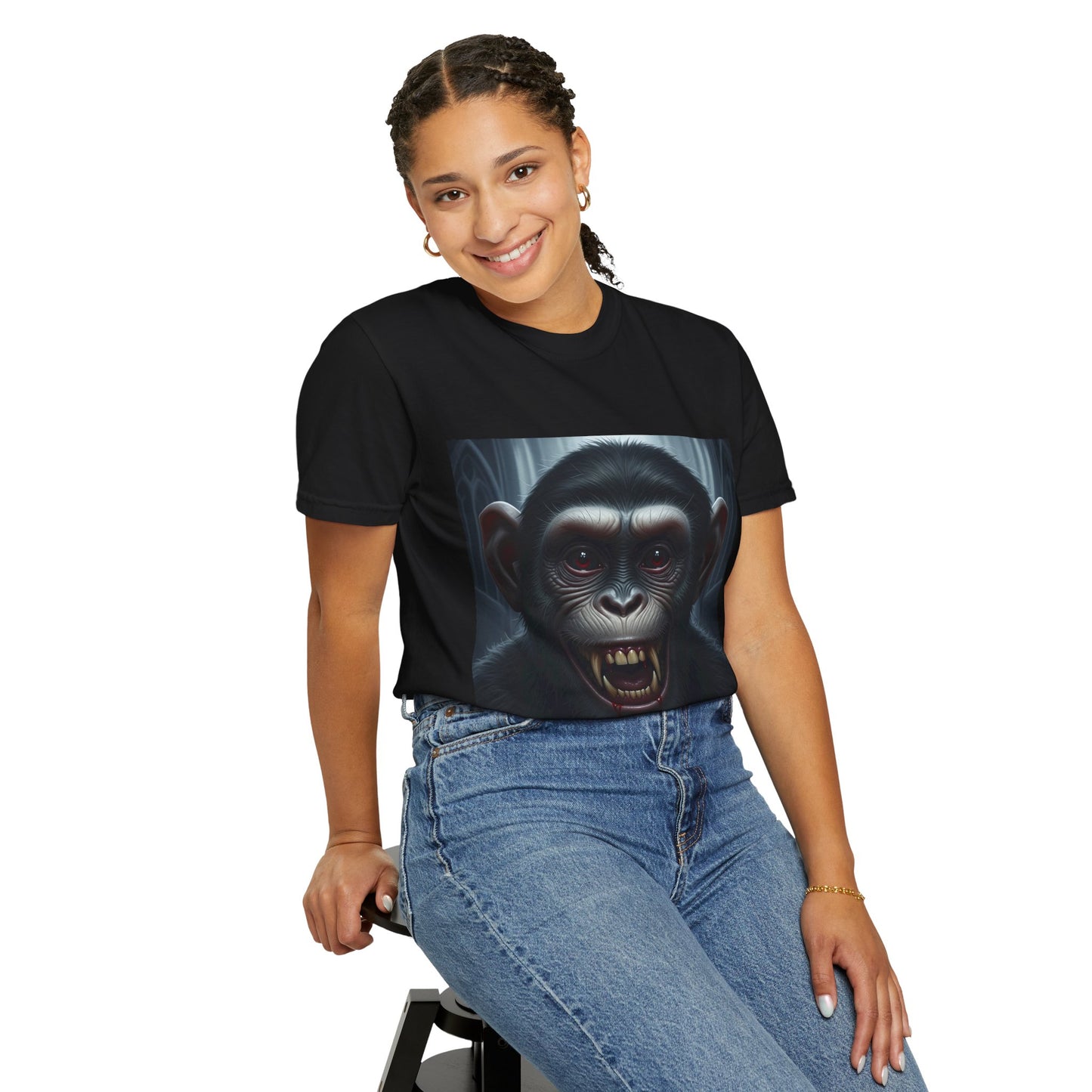 Unisex Graphic T-Shirt Featuring Fierce Monkey Design, Perfect for Animal Lovers, Casual Wear, Birthday Gift, Graphic Tee, Unique Art