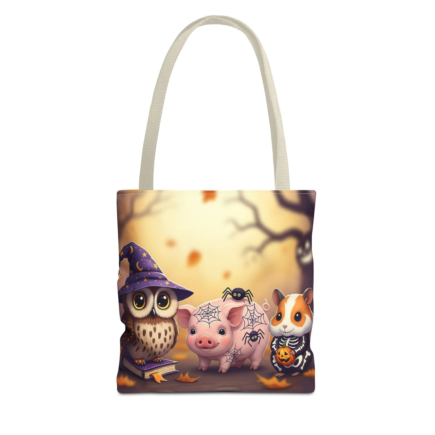Whimsical Halloween Tote Bag, Spooky Animal Tote, Cute Trick or Treat Bag, Fall Shopping Tote, Kids Halloween Accessory, Gift for Owl Lovers