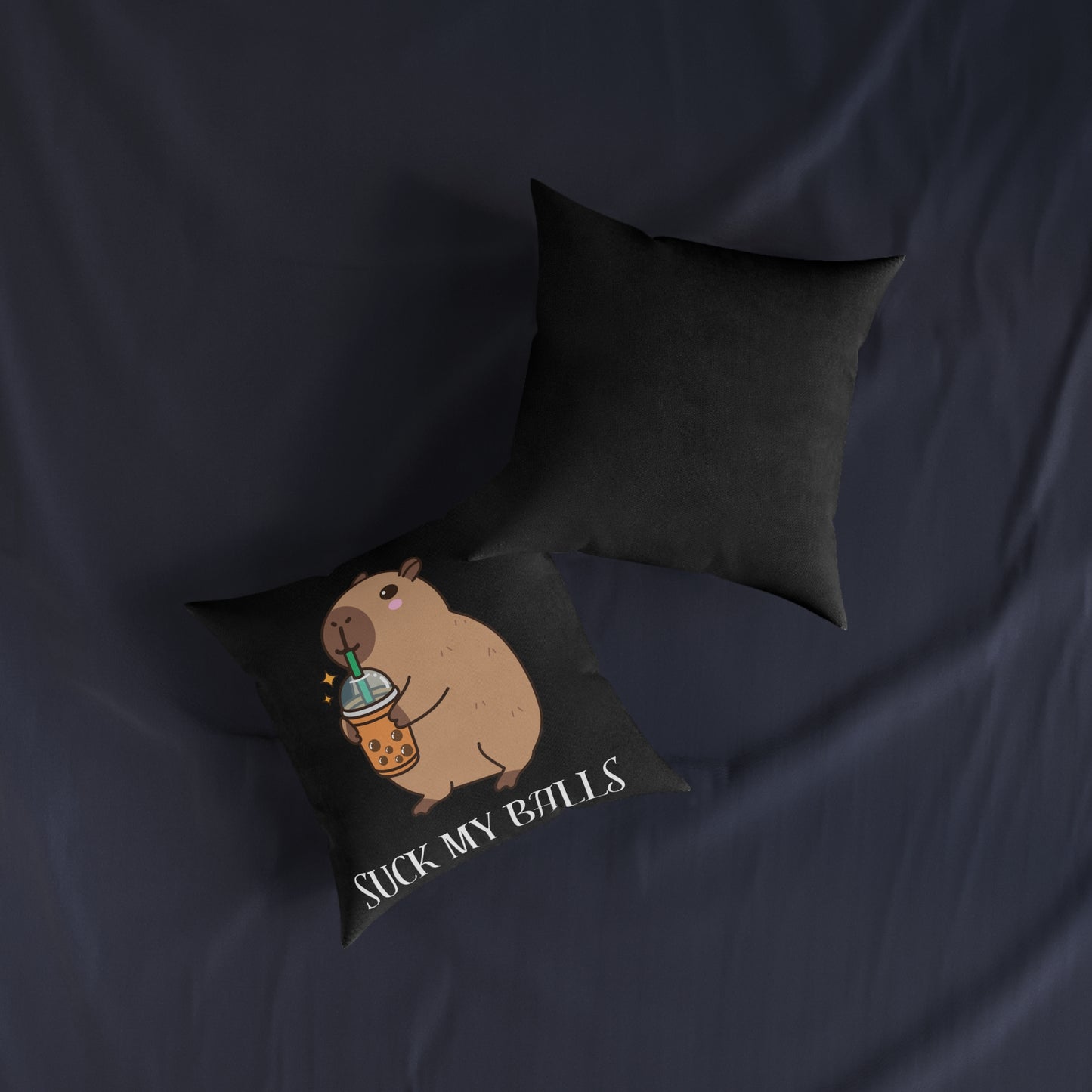 Funny Capybara Square Pillow – ‘Suck My Balls’ Decorative Cushion