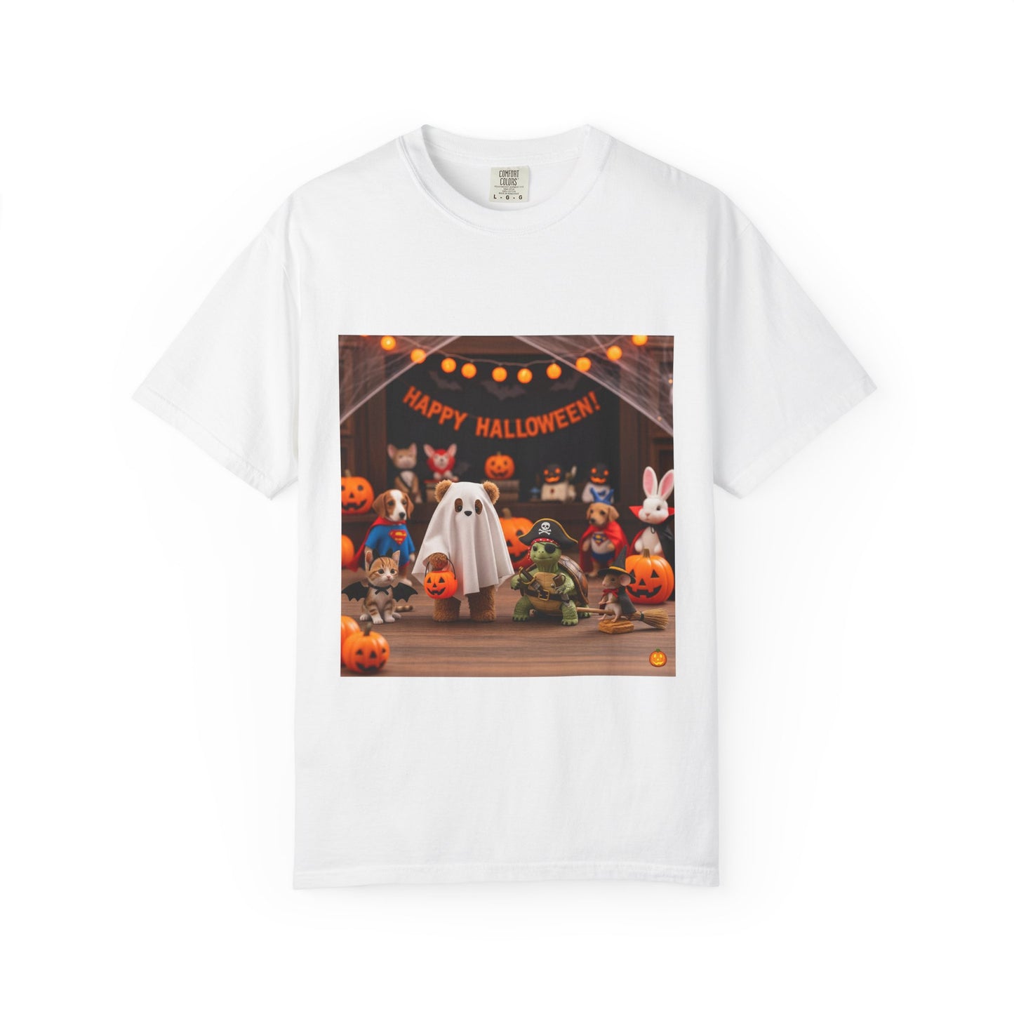 Happy Halloween Unisex Garment-Dyed T-Shirt, Spooky Tee, Fall Fashion, Halloween Costume, Ghostly Shirt, Pumpkin Party Wear