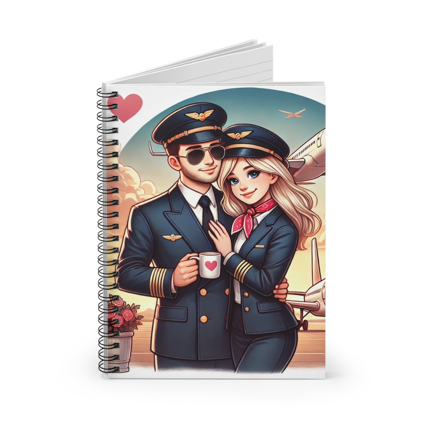 Love in the Skies Spiral Notebook - Perfect for Aviation Enthusiasts