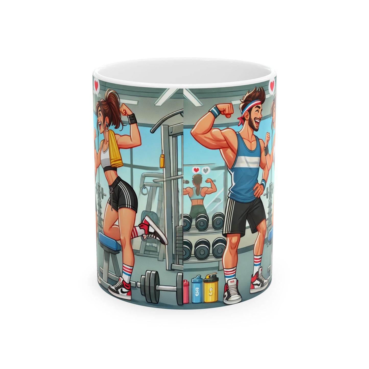 Fitness Lovers Ceramic Mug - Motivational Gym Scene - 11oz & 15oz