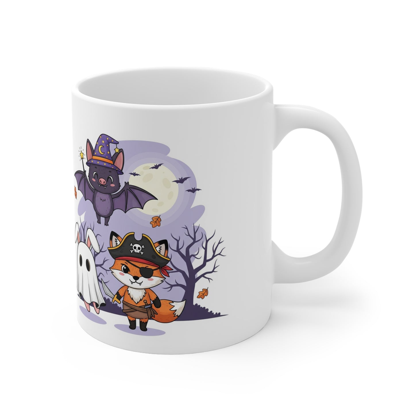 Whimsical Halloween Mug, Cute Animal Characters Coffee Cup, Autumn Drinkware, Trick-or-Treat Gift, Spooky Season Decor