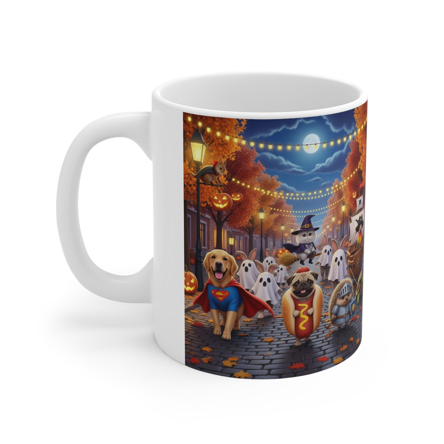 Halloween Dog-Themed Mug, Fun Autumn Sip, Gift for Dog Lovers, Cozy Fall Decor, Cute Pet Mug, 11oz Halloween Coffee Cup