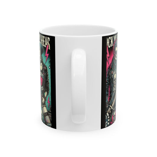 Rock & Love Graphic Ceramic Mug - Perfect Gift for Music Lovers