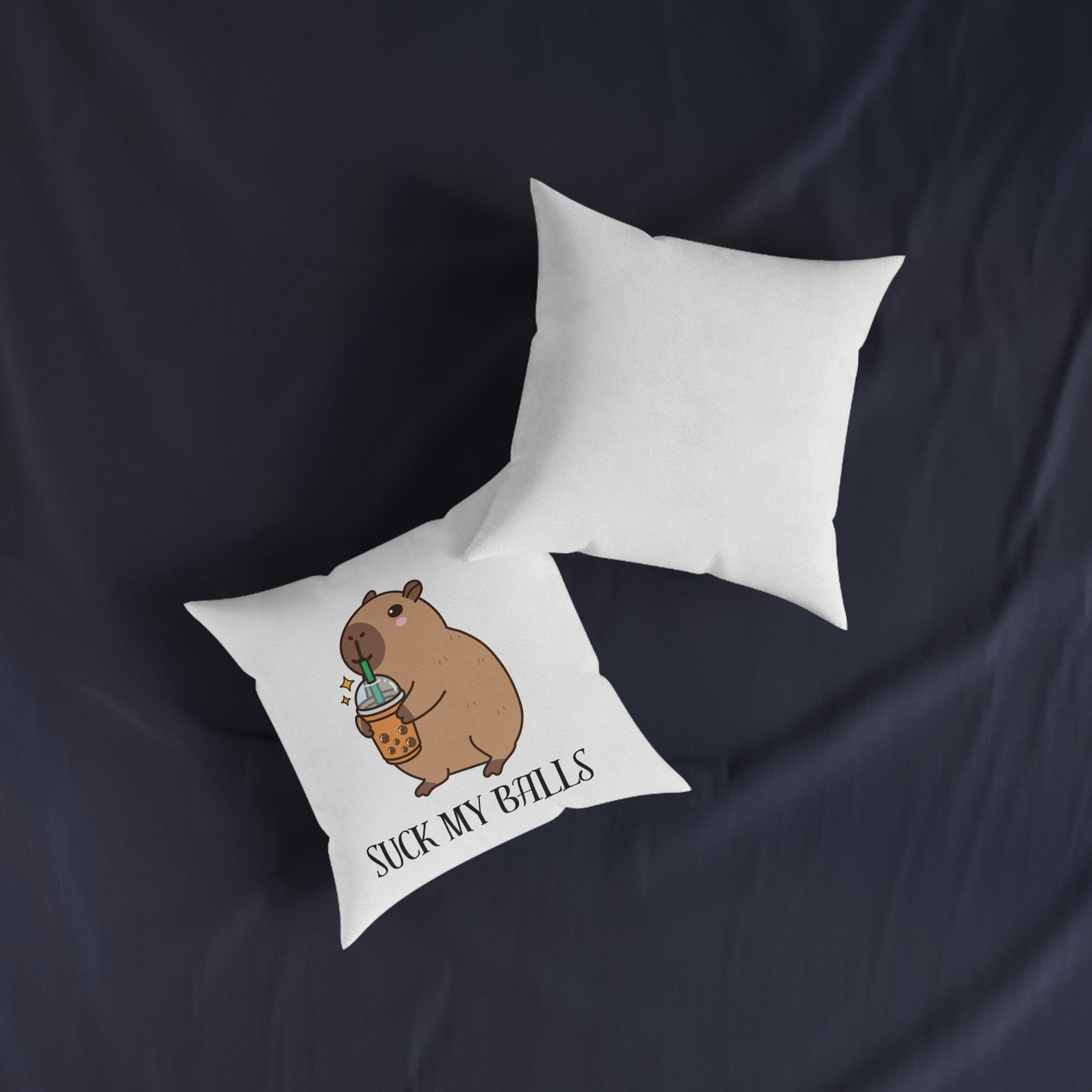 Funny Capybara Square Pillow - "Suck My Balls" Decorative Cushion for Home