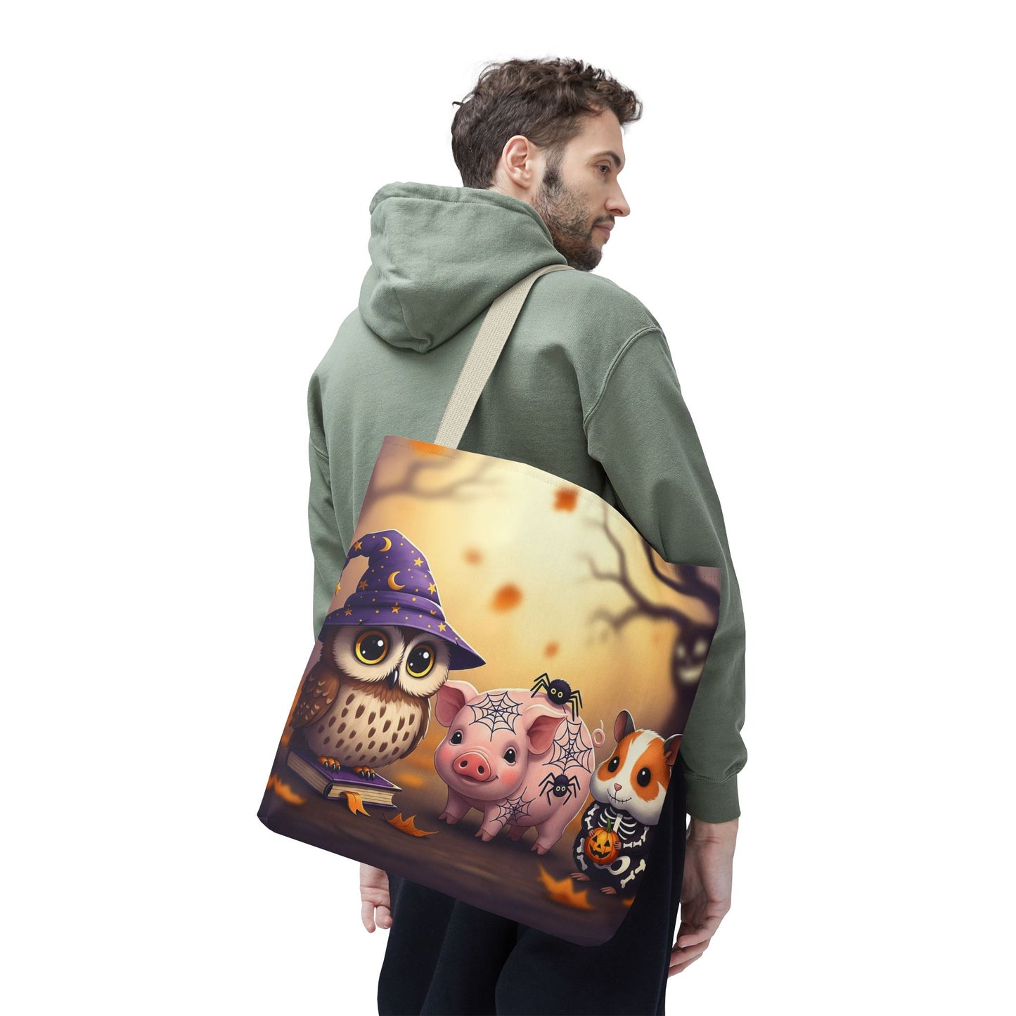 Whimsical Halloween Tote Bag, Spooky Animal Tote, Cute Trick or Treat Bag, Fall Shopping Tote, Kids Halloween Accessory, Gift for Owl Lovers