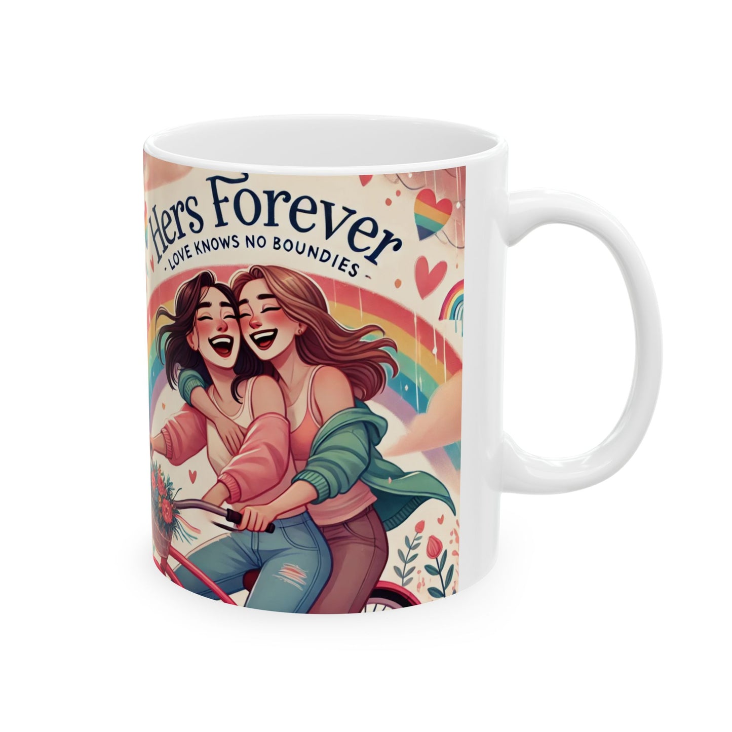 Love Knows No Bounds Ceramic Mug - Heartwarming Design for Friendship and Celebrations