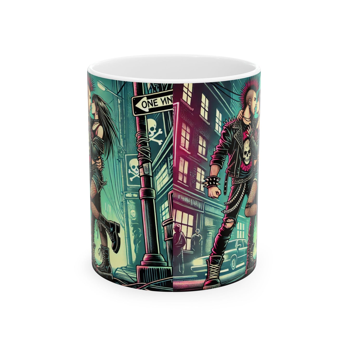 Retro Punk Art Ceramic Mug - 11oz & 15oz Options | Perfect Gift for Alternative Culture Enthusiasts