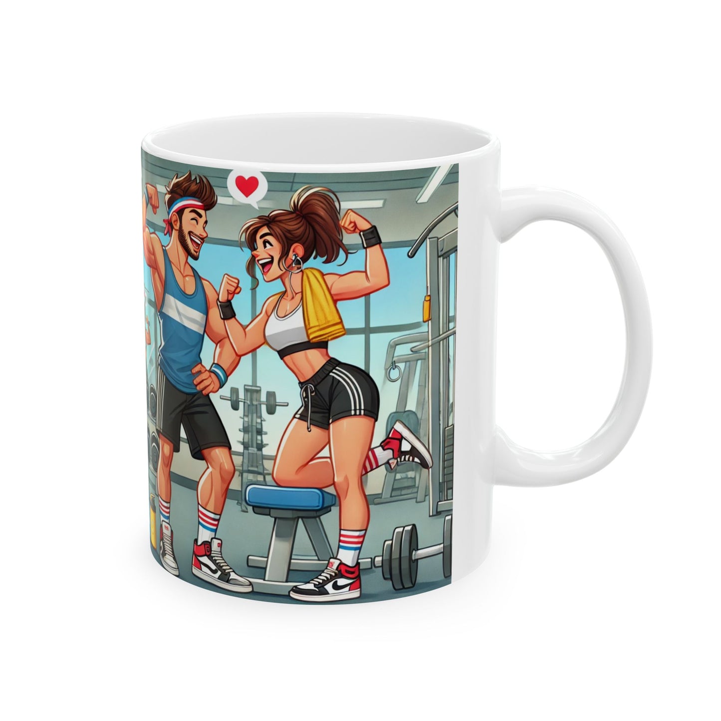 Fitness Lovers Ceramic Mug - Motivational Gym Scene - 11oz & 15oz
