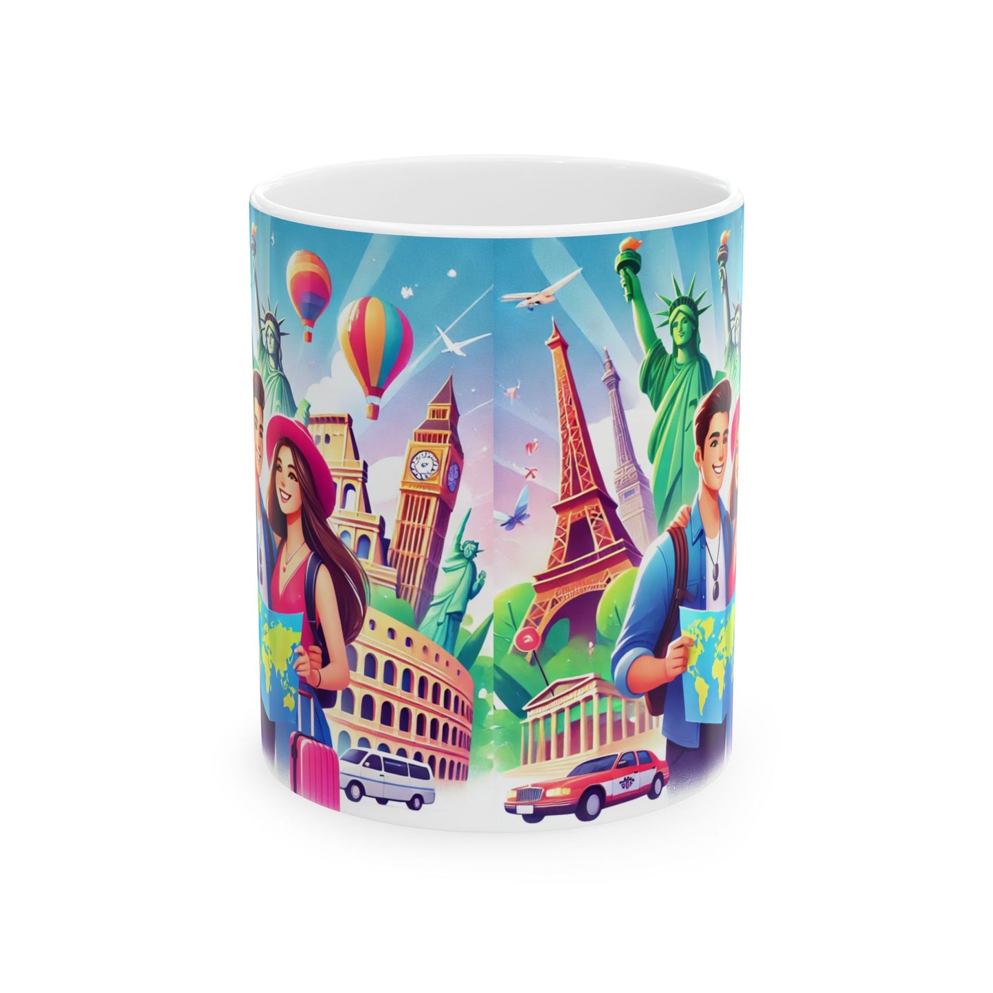 Travel Themed Ceramic Mug - Explore the World Design, 11oz & 15oz - Perfect Gift for Travelers