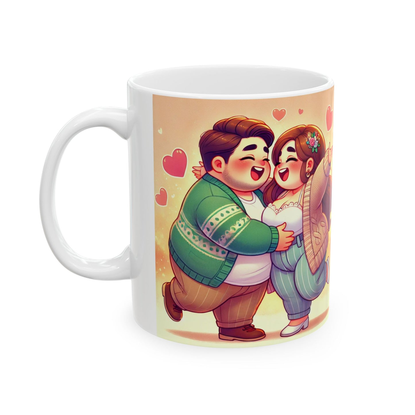 Couple Love Ceramic Mug - Cute Cartoon Design for Gifts