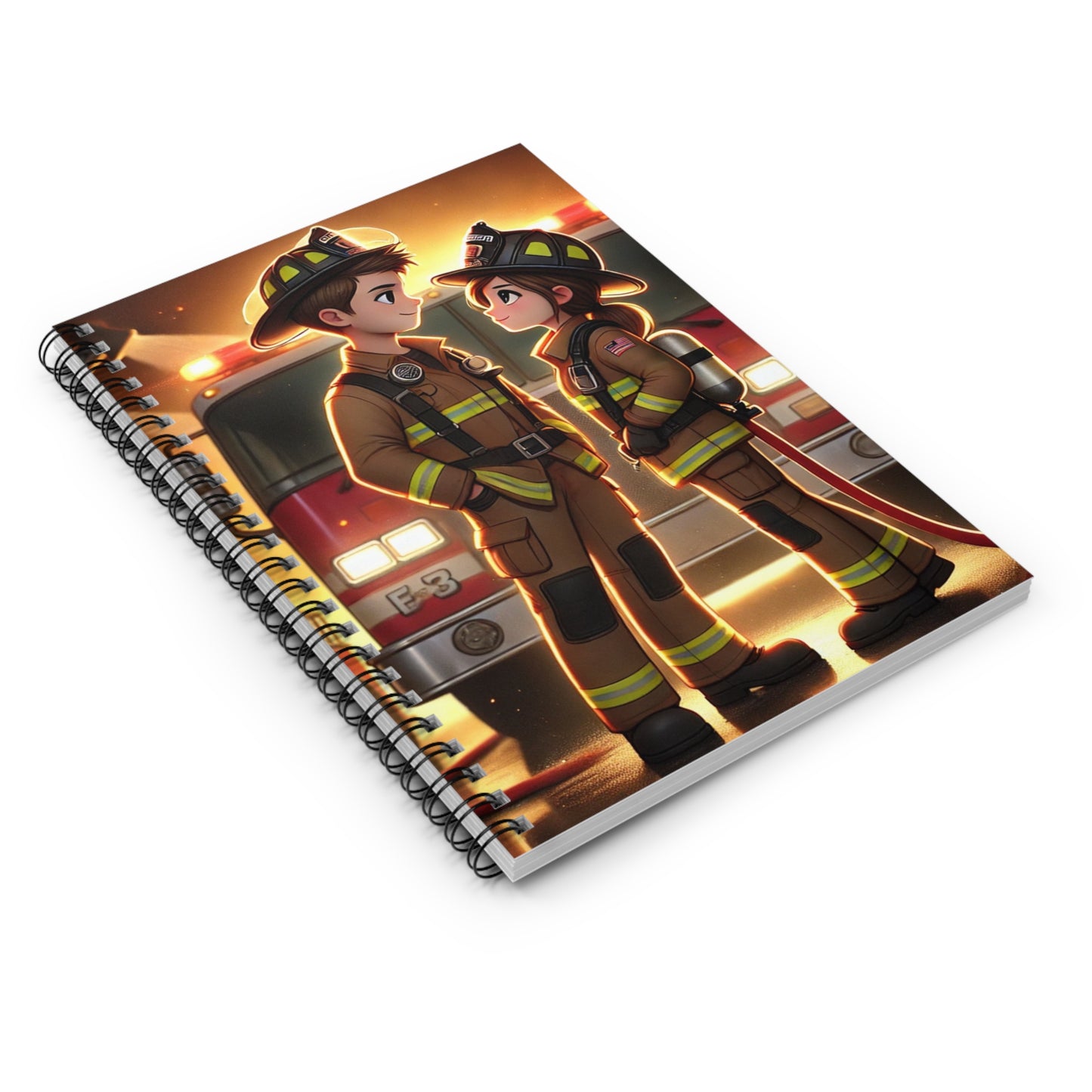 Firefighter Romance Spiral Notebook - Ruled Line for Kids and Adults