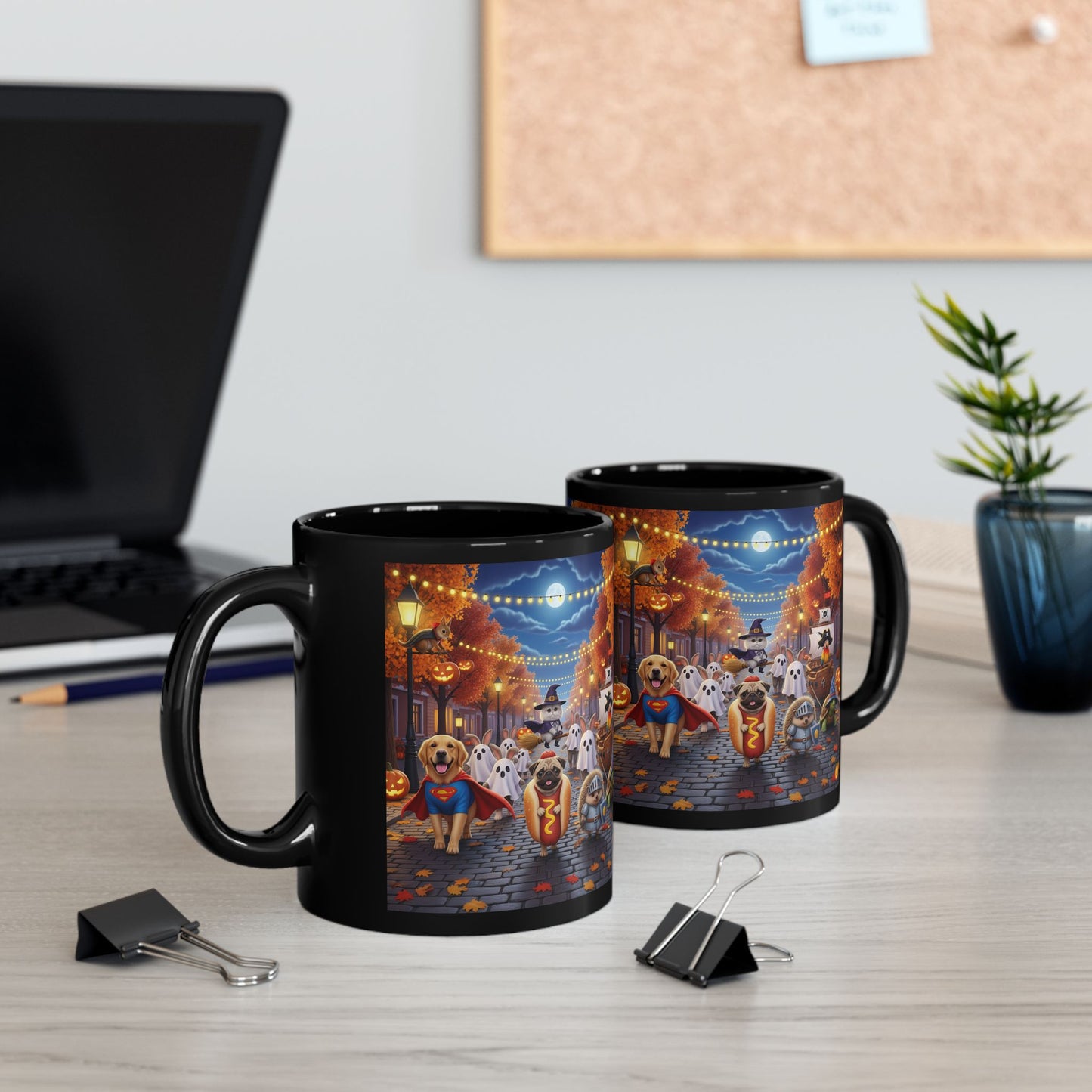 Halloween Pet Parade Mug, Funny Dog Gifts, Cute Black Mug for Fall, Halloween Decor, Trick or Treat Cup