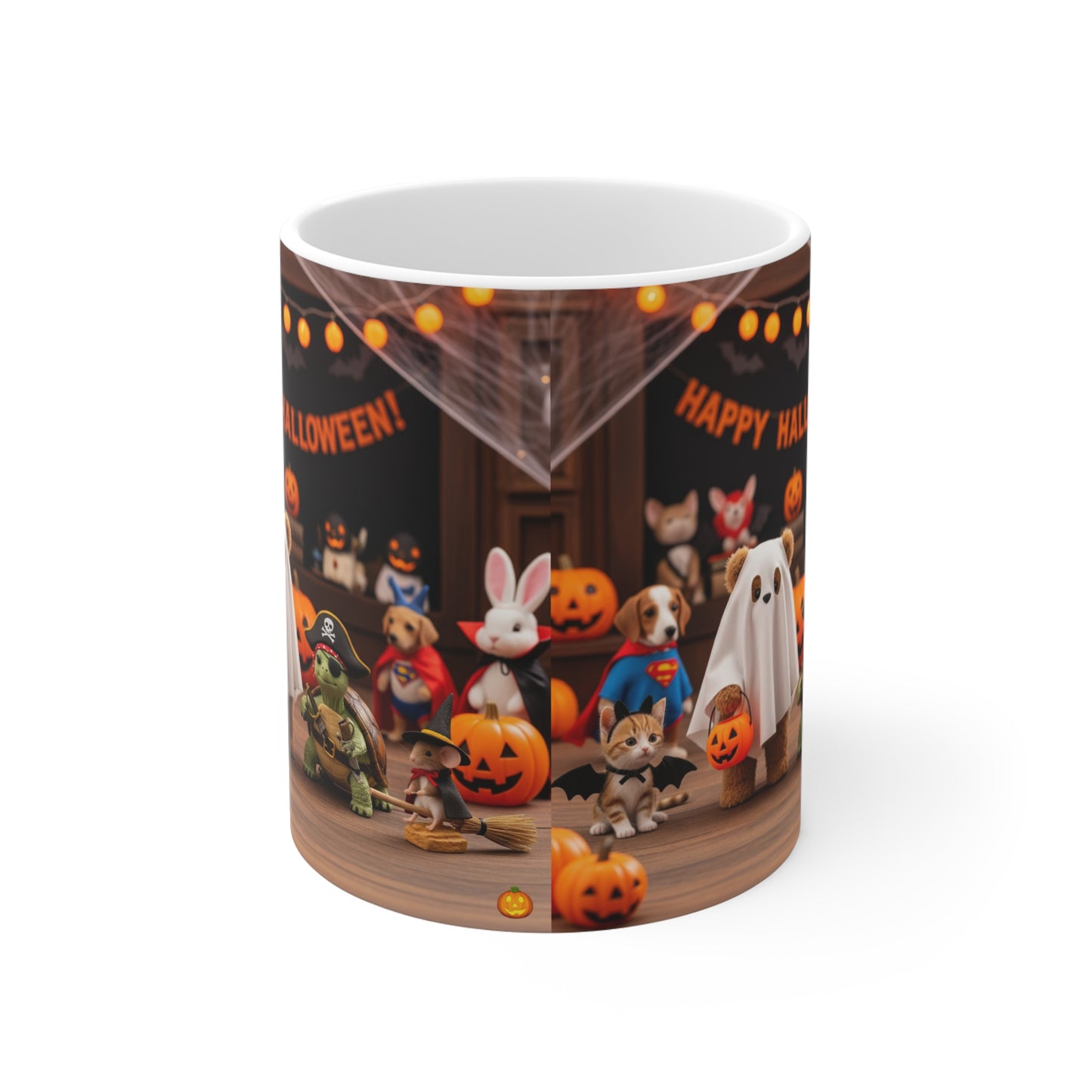 Halloween Animal Mug, Cute Pet Ghosts Mug, 11oz Festive Coffee Cup, Dog Cat Halloween Gift, Spooky Themed Drinkware