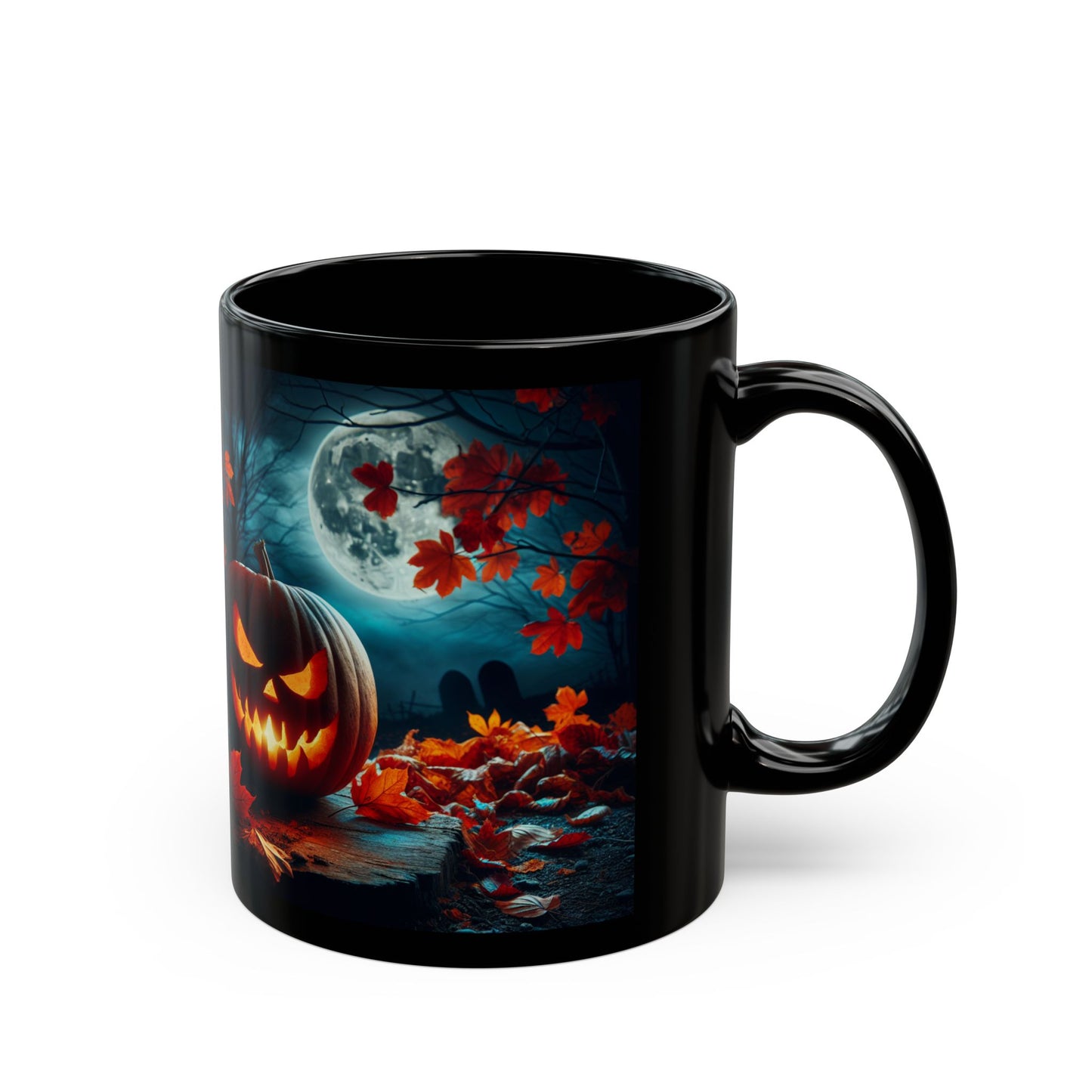 Spooky Halloween Mug, Perfect for Cozy Nights, Black Ceramic Cup for Fall, Pumpkin Decor, Autumn Gift, Haunted House Coffee