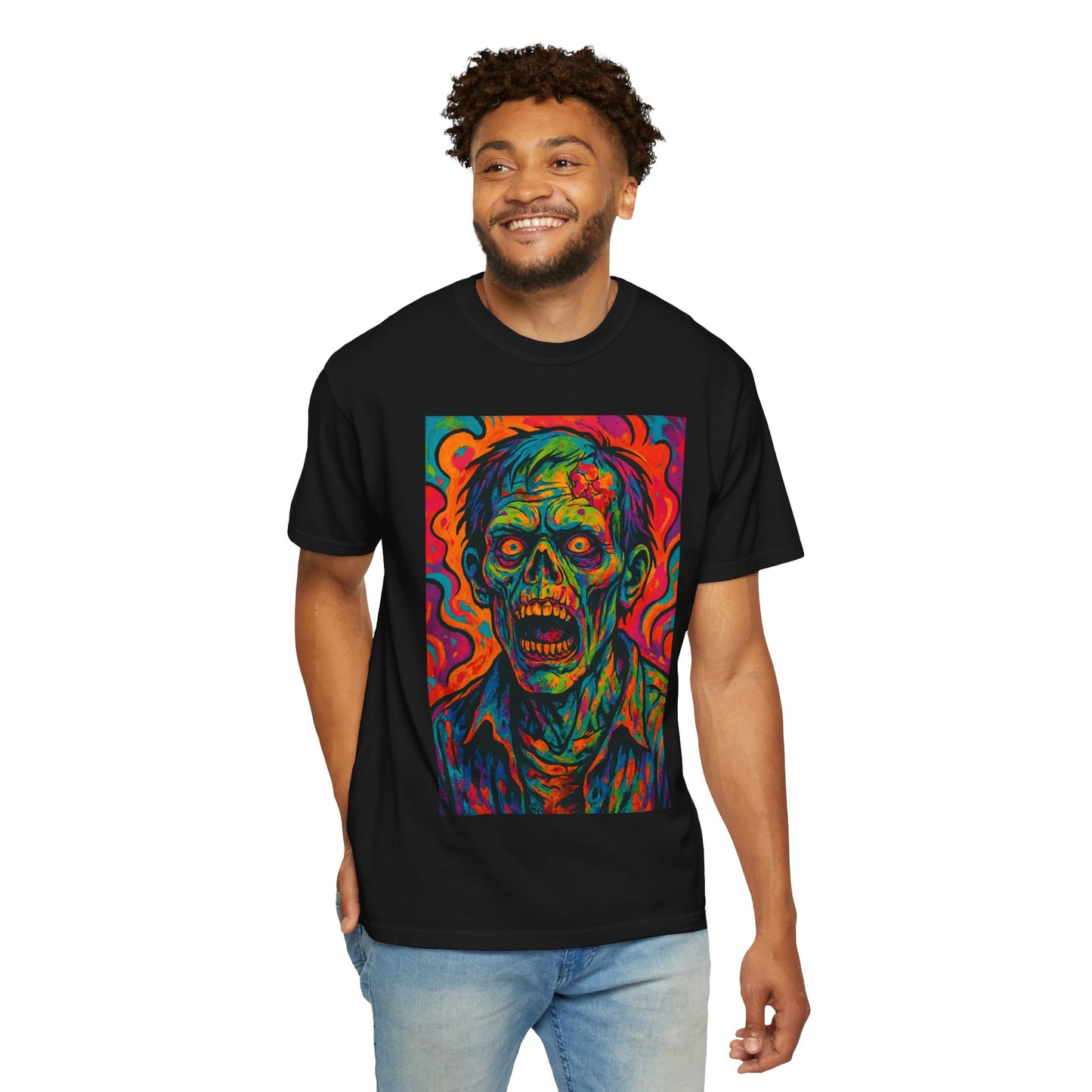 Colorful Zombie Art Unisex T-Shirt | Spooky Costume Tee, Halloween Outfit, Graphic Tee, Horror Fan Gift, Unique Painting Design