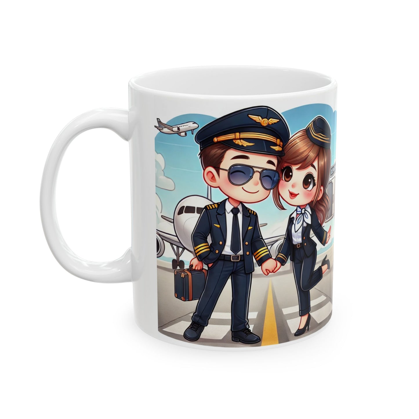 Cute Pilot Love Ceramic Mug - 11oz & 15oz for Travel Lovers
