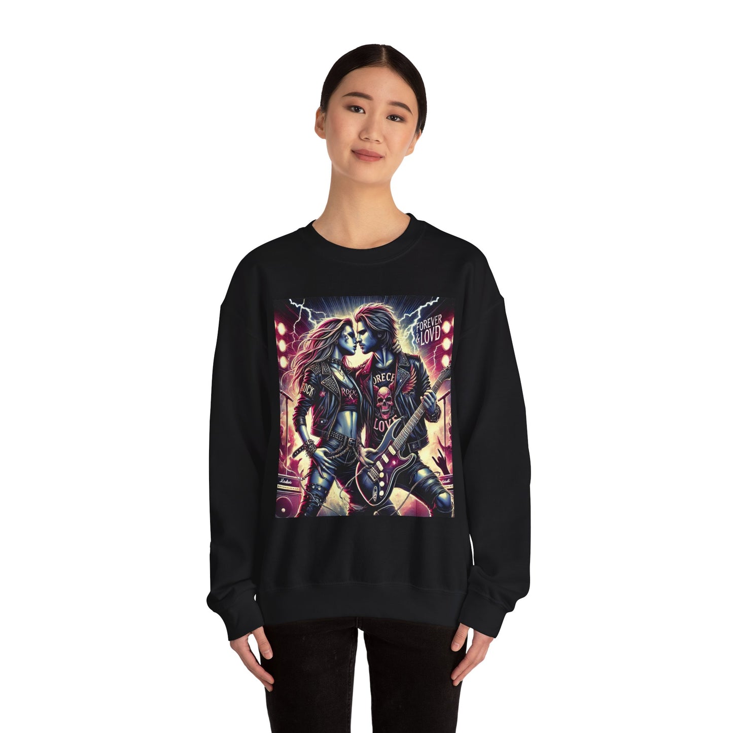 Rock & Roll Romance Crewneck Sweatshirt - Forever Loved Graphic
