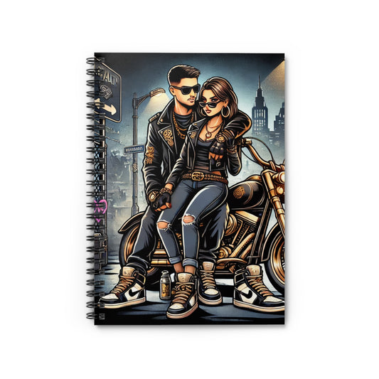 Rebel Couple Spiral Notebook - Ruled Line for Bikers & Rock Lovers