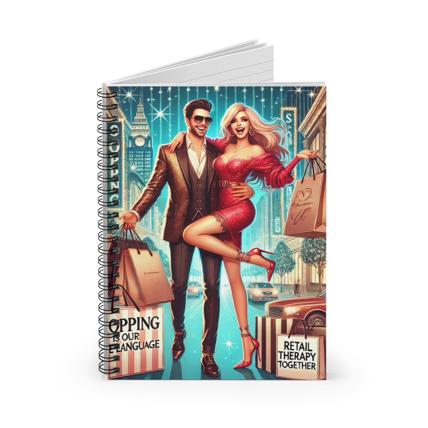Chic Shopping Spiral Notebook - Retail Therapy Design