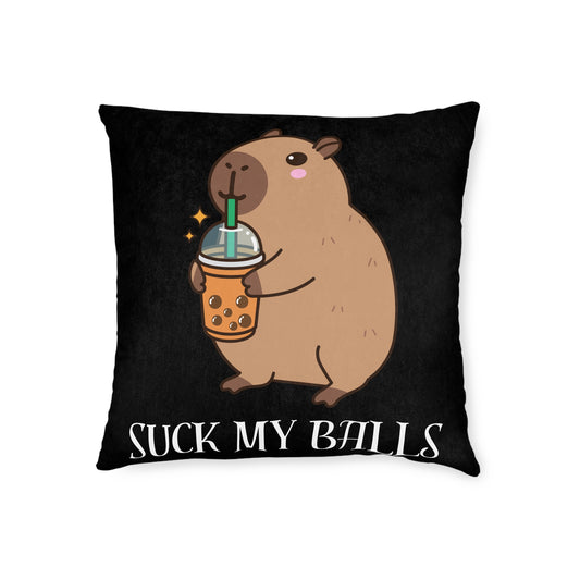 Funny Capybara Square Pillow – ‘Suck My Balls’ Decorative Cushion